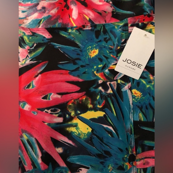 NWT JOSIE NATORI SOLSTICE LEGGINGS 7/8 length Sz XL in Azalea Trellis Wave Yoga - Picture 4 of 7